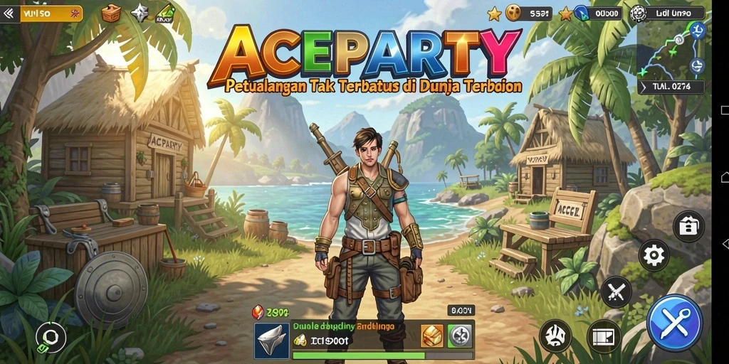 Tampilan gameplay <strong>ACEPARTY</strong> yang menakjubkan dalam dunia terbuka.