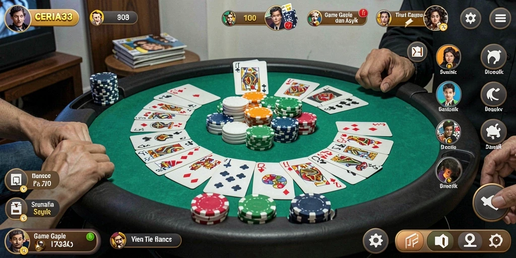 Tampilan gameplay seru di CERIA33, permainan Gaple yang menantang.