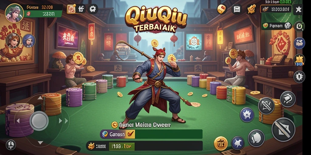 Tampilan seru dari gameplay QiuQiu FO8 yang menarik.