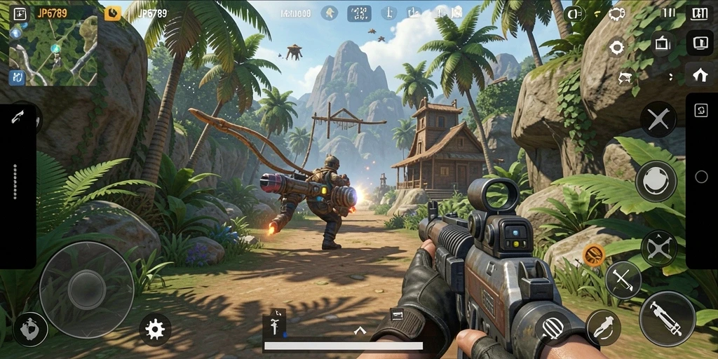 Screenshot gameplay JP6789 menunjukkan aksi pertempuran yang mengesankan.