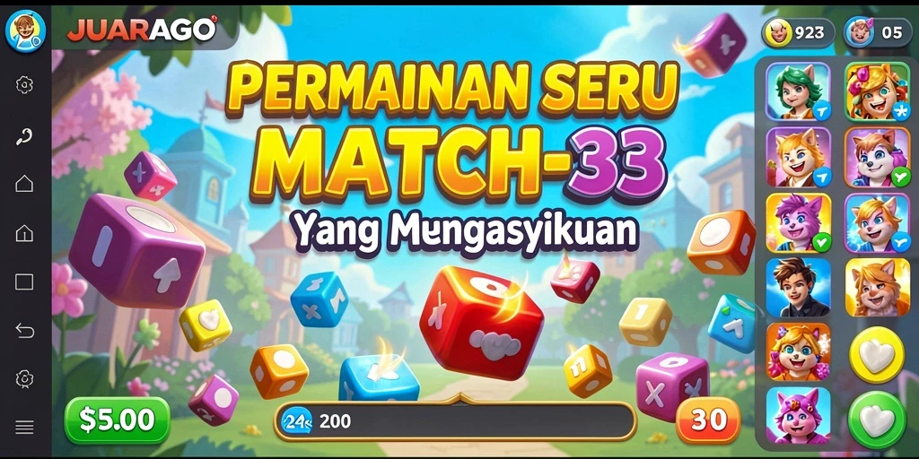 Tampilan gameplay JUARAGO yang menarik dengan tantangan Match-3.