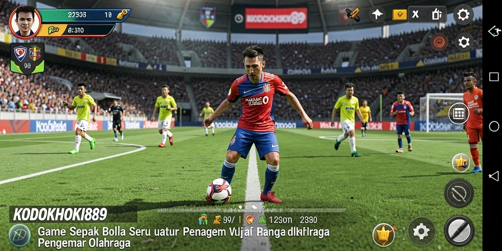 Screenshot utama KODOKHOKI889 menampilkan gameplay seru dalam kompetisi sepak bola.