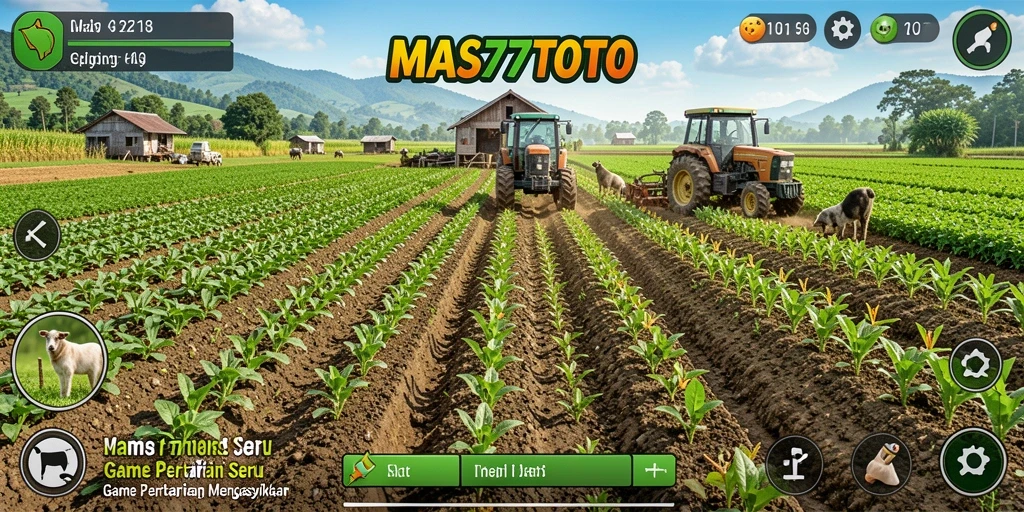 Tampilan gameplay seru di MAS77TOTO dengan suasana pertanian.