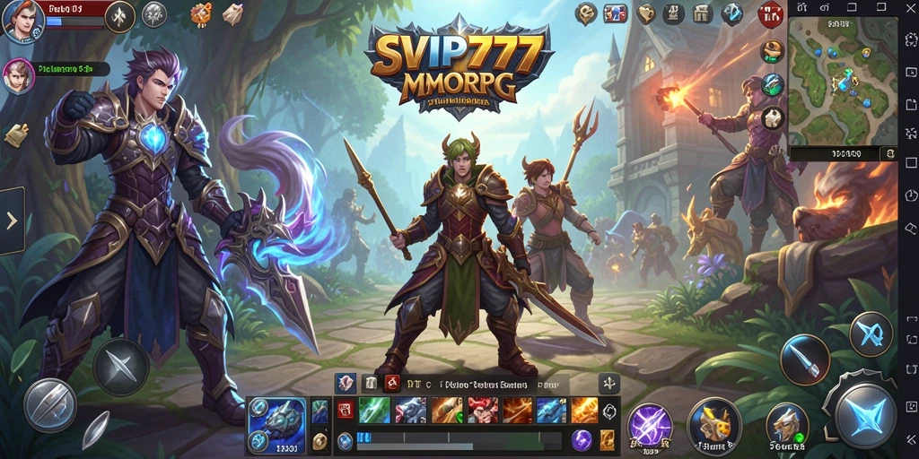 Screenshot gameplay SVIP777 menampilkan pertarungan epik dalam dunia MMORPG.