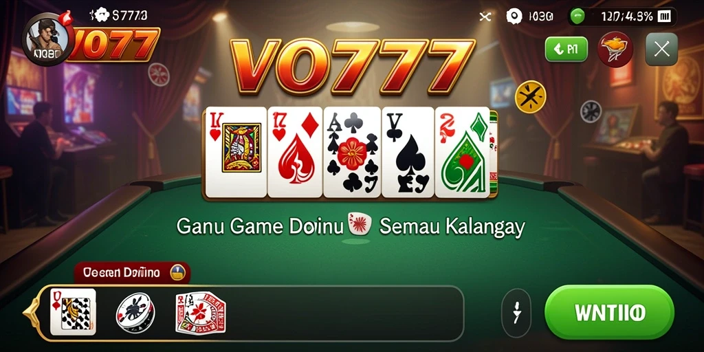 Tampilan screenshot VO777 menampilkan serunya permainan Domino yang interaktif.