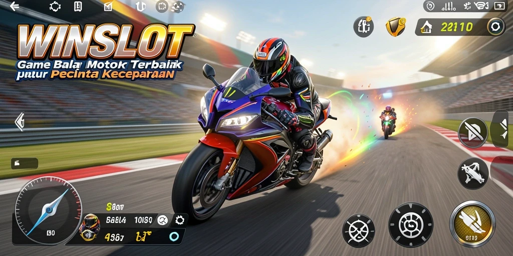 Screenshot gameplay WINSLOT dengan balapan motor yang seru.