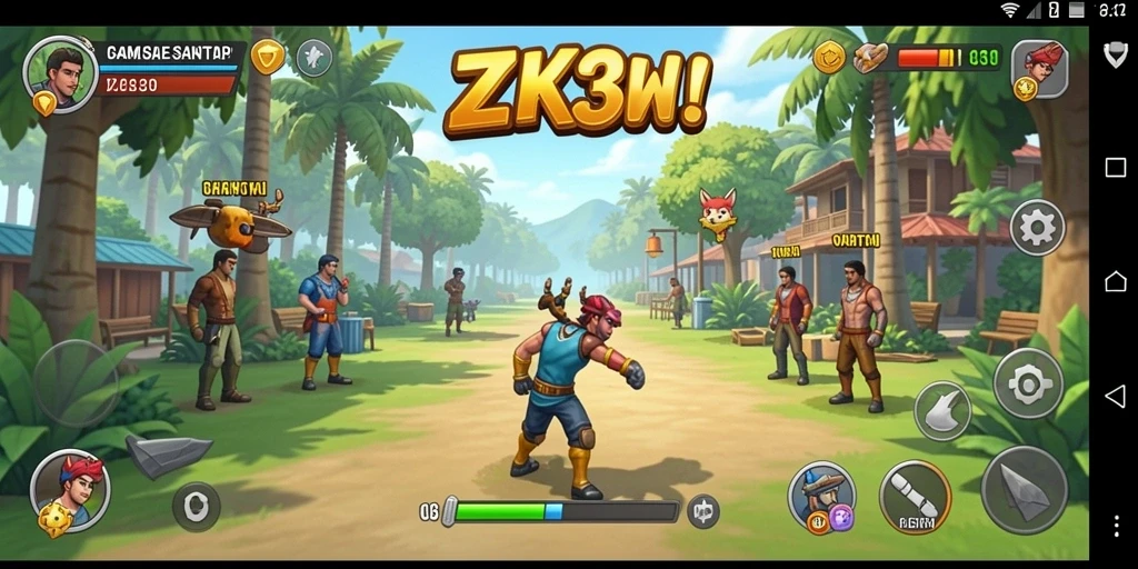 Tampilan gameplay ZK3 yang menarik dan penuh warna.