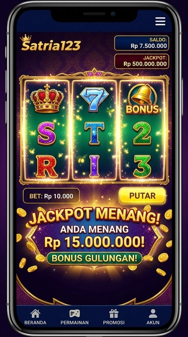 Tampilan utama aplikasi 'satria123' yang menarik dan intuitif.